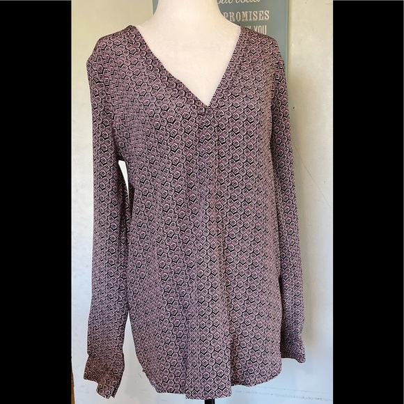 Joie Daryn Print Silk Burgundy Top - Picture 2 of 11